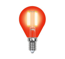Лампа светодиодная филаментная (UL-00002985) Uniel E14 5W красный LED-G45-5W/RED/E14 GLA02RD