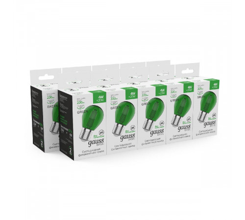 Светодиодная филаментная лампа Gauss Basic Filament E27 4W green 10512042-G Светодиодная филаментная лампа Gauss Basic Filament E27 4W green 10512042-G