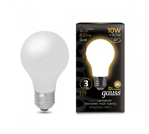 Лампа светодиодная филаментная Gauss E27 10W 2700К матовая 102202110 Лампа светодиодная филаментная Gauss E27 10W 2700К матовая 102202110