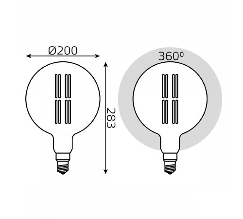 Лампа светодиодная филаментная Gauss E27 6W 2700K шар янтарный 154802118