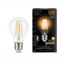 Лампа светодиодная филаментная Gauss E27 12W 2700K груша прозрачная 102902112