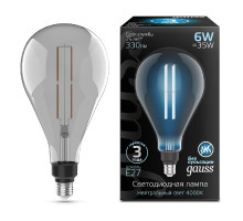 Лампа светодиодная филаментная Gauss E27 6W 4000K груша серая 179802205