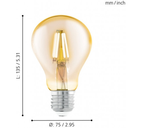 Лампа светодиодная филаментная Eglo E27 4W 2200К янтарь 11555