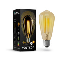 Лампа светодиодная филаментная Voltega E27 6W 2800К золотая VG10-ST64Gwarm6W 5526