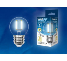 Лампа светодиодная филаментная (UL-00002871) Uniel E27 5W 4000K LED-G45-5W/NW/E27/CL/DIM GLA01TR