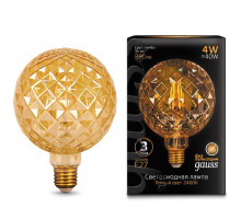 Лампа светодиодная филаментная Gauss E27 4W 2400K шар золотой 105802004