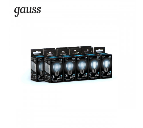 Лампа светодиодная филаментная Gauss E27 5W 4100K прозрачная 105802205 Лампа светодиодная филаментная Gauss E27 5W 4100K прозрачная 105802205