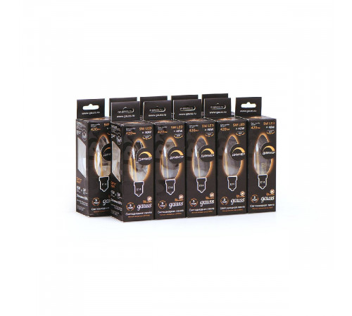 Лампа светодиодная диммируемая Gauss филаментная E14 5W 2700К прозрачная 103801105-D