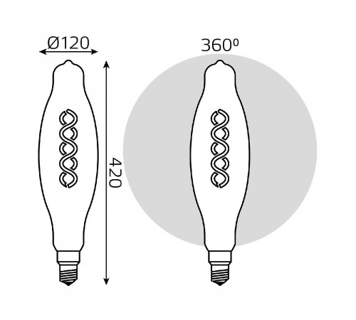 Лампа светодиодная филаментная Gauss E27 8W 2400K золотая 156802008