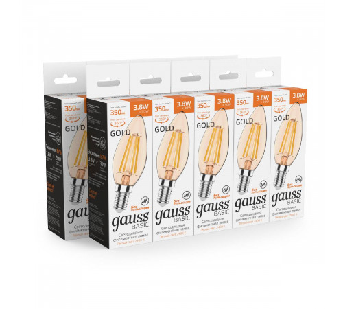 Светодиодная филаментная лампа Gauss Basic Filament E14 3,8W 2400K 1037154