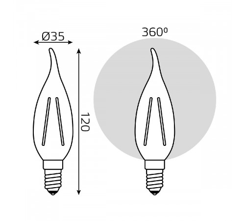 Лампа светодиодная диммируемая Gauss филаментная E14 5W 4100К прозрачная 104801205-D