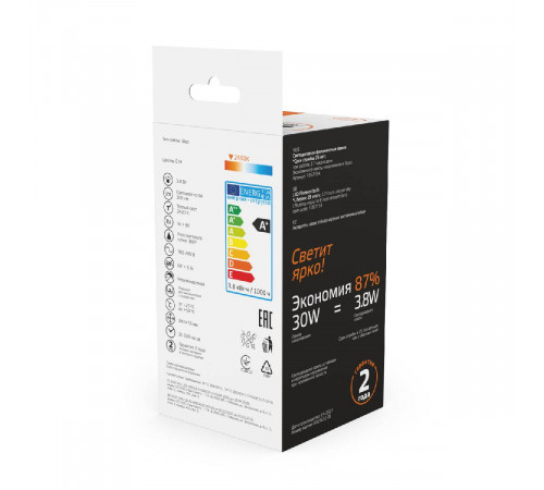 Светодиодная филаментная лампа Gauss Basic Filament E14 3,8W 2400K 1057154 Светодиодная филаментная лампа Gauss Basic Filament E14 3,8W 2400K 1057154