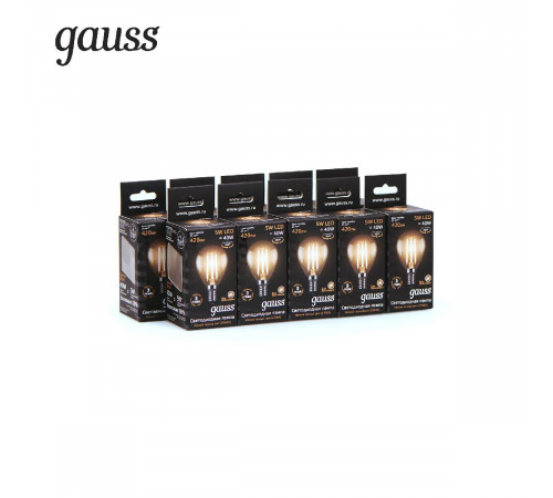 Лампа светодиодная филаментная Gauss E14 5W 2700K прозрачная 105801105