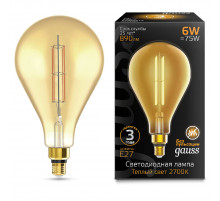 Лампа светодиодная филаментная Gauss E27 6W 2700K груша янтарная 179802118