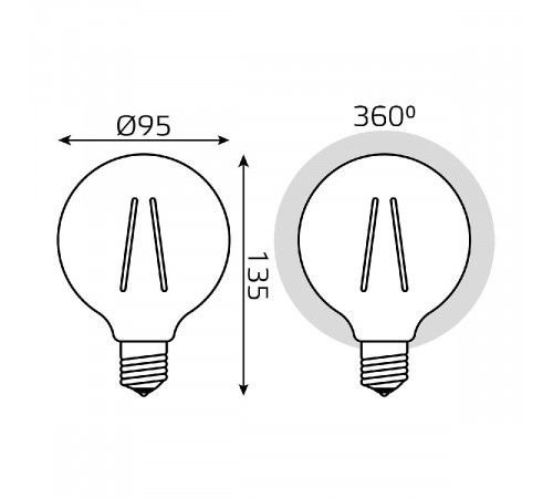 Лампа светодиодная филаментная Gauss E27 8W 2400K золотая 105802008 Лампа светодиодная филаментная Gauss E27 8W 2400K золотая 105802008