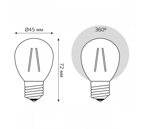 Светодиодная филаментная лампа Gauss Basic Filament E27 4W green 10512042-G Светодиодная филаментная лампа Gauss Basic Filament E27 4W green 10512042-G