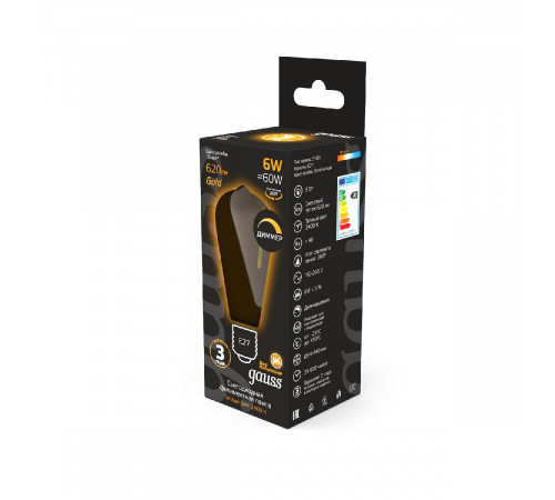 Светодиодная филаментная лампа Gauss Filament E27 6W 2400K 102802006-D Светодиодная филаментная лампа Gauss Filament E27 6W 2400K 102802006-D