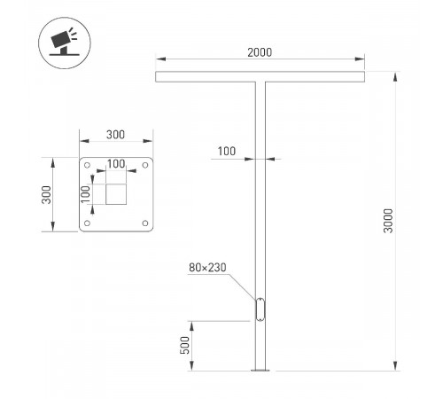 Опора Arlight OXOR-STER-T-2000x100x100-L3000-70W Warm3000 051412 Опора Arlight OXOR-STER-T-2000x100x100-L3000-70W Warm3000 051412