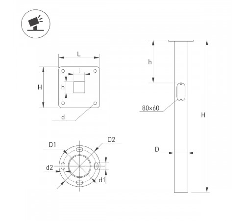 Закладная деталь Arlight OXOR-EP1-D108-L2000 (BK) 051607