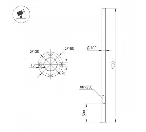 Опора фланцевая Arlight OXOR-OK1-D100-L4000 (BK) 051191 Опора фланцевая Arlight OXOR-OK1-D100-L4000 (BK) 051191