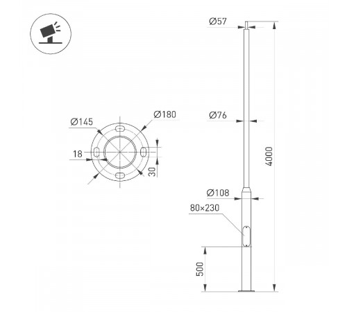 Опора фланцевая Arlight OXOR-OK2-D108-L4000 (BK) 051316 Опора фланцевая Arlight OXOR-OK2-D108-L4000 (BK) 051316