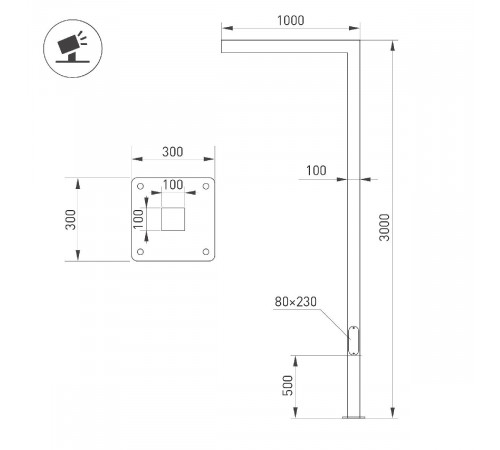 Опора Arlight OXOR-STER-G45-1000x100x100-L3000-26W Warm3000 051405