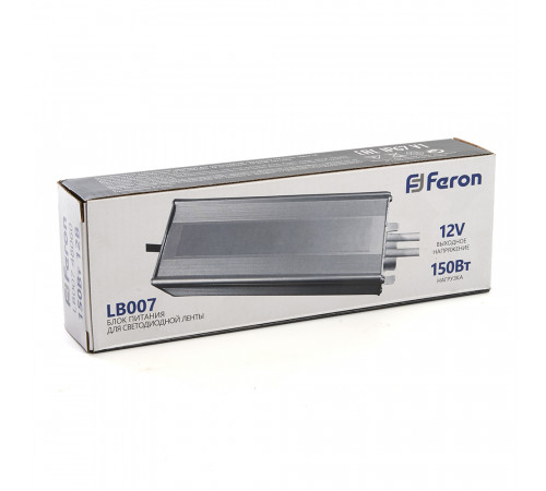 Трансформатор для светодиодной ленты Feron LB007 150Вт 12В IP67 48060 Трансформатор для светодиодной ленты Feron LB007 150Вт 12В IP67 48060