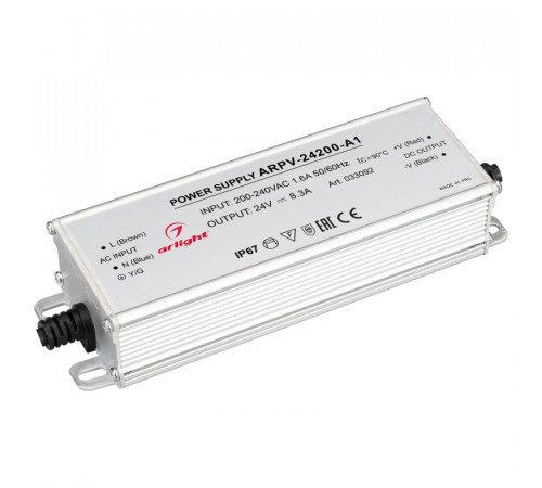 Блок питания Arlight ARPV-24200-A1 (24V, 8.3A, 200W) 033092 Блок питания Arlight ARPV-24200-A1 (24V, 8.3A, 200W) 033092
