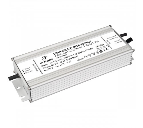 Блок питания Arlight ARPV-UH24320A-PFC-DALI2-PH (24V, 13.3A, 320W, IP67) 025654(2) Блок питания Arlight ARPV-UH24320A-PFC-DALI2-PH (24V, 13.3A, 320W, IP67) 025654(2)