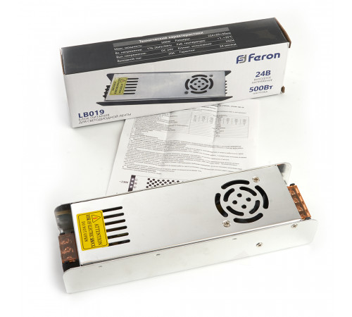 Трансформатор для светодиодной ленты Feron LB019 500Вт 24В IP20 48049 Трансформатор для светодиодной ленты Feron LB019 500Вт 24В IP20 48049