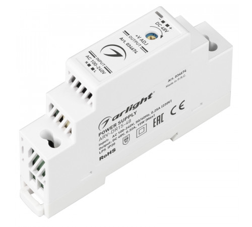 Блок питания Arlight ARV-DR15-48 (48V, 0.32A, 15W) 034674 Блок питания Arlight ARV-DR15-48 (48V, 0.32A, 15W) 034674