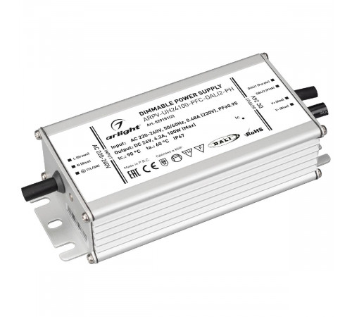 Блок питания Arlight ARPV-UH24100-PFC-DALI2-PH (24V, 4.2A, 100W, IP67) 029151(2) Блок питания Arlight ARPV-UH24100-PFC-DALI2-PH (24V, 4.2A, 100W, IP67) 029151(2)
