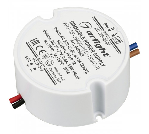 Блок питания Arlight ARJ-SP-39400-PFC-TRIAC-R (15W, 27-39V, 400mA) 040963 Блок питания Arlight ARJ-SP-39400-PFC-TRIAC-R (15W, 27-39V, 400mA) 040963