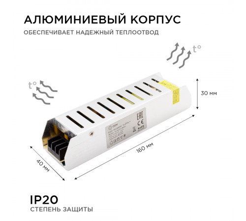 Блок питания Apeyron 12В 75Вт IP20 6,5А PS3-48