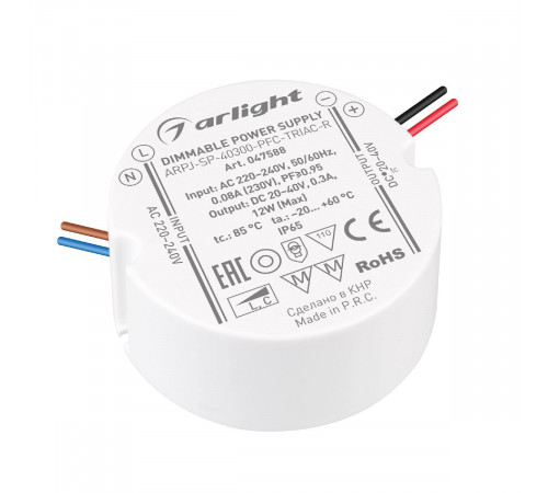 Блок питания Arlight ARPJ-SP-40300-PFC-TRIAC-R (12W, 20-40V, 300mA) 047588 Блок питания Arlight ARPJ-SP-40300-PFC-TRIAC-R (12W, 20-40V, 300mA) 047588