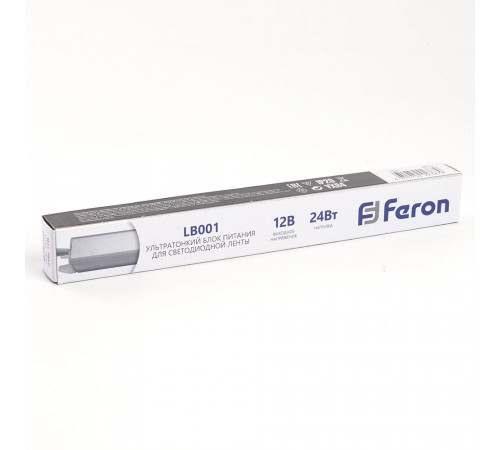 Трансформатор для светодиодной ленты Feron LB001 24Вт 12В IP20 48011 Трансформатор для светодиодной ленты Feron LB001 24Вт 12В IP20 48011