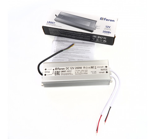 Трансформатор для светодиодной ленты Feron LB007 150Вт 12В IP67 48060 Трансформатор для светодиодной ленты Feron LB007 150Вт 12В IP67 48060