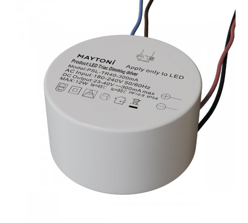 Блок питания Maytoni 12Вт DC23-40В IP54 Triac PSL-TR40-300mA Блок питания Maytoni 12Вт DC23-40В IP54 Triac PSL-TR40-300mA