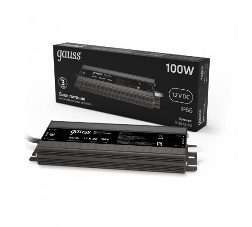 Блок питания Gauss 12V 100W IP66 10A 202023100 Блок питания Gauss 12V 100W IP66 10A 202023100