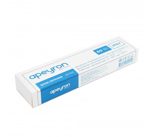 Блок питания Apeyron 12В (СТ) 60Вт импульсный IP67 170-264В 5А 03-104 Блок питания Apeyron 12В (СТ) 60Вт импульсный IP67 170-264В 5А 03-104