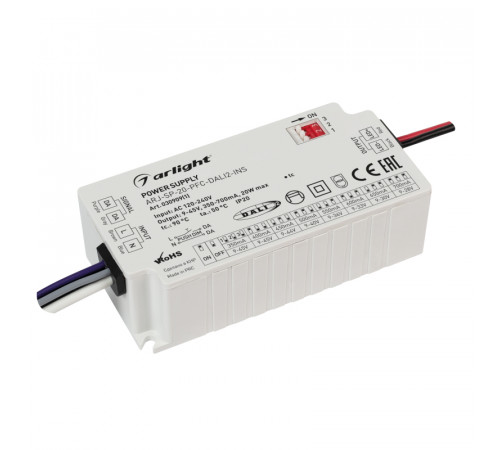 Блок питания Arlight ARJ-SP-20-PFC-DALI2-INS (20W, 9-45V, 0.35-0.7A) 030909(1)