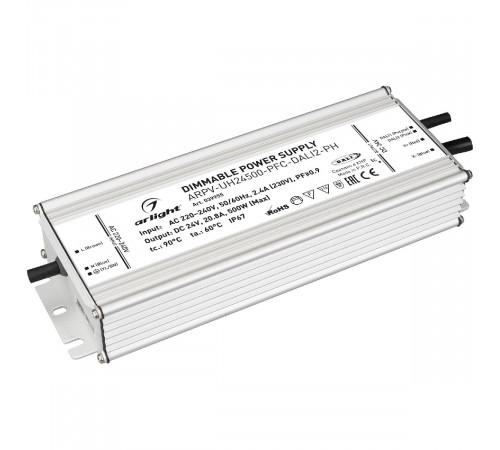Блок питания Arlight ARPV-UH24500-PFC-DALI2-PH (24V, 20.8A, 500W, IP67) 039955 Блок питания Arlight ARPV-UH24500-PFC-DALI2-PH (24V, 20.8A, 500W, IP67) 039955