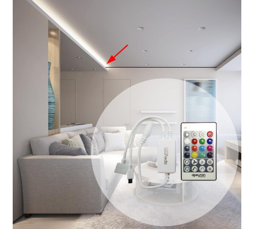 Контроллер для светодиодной ленты RGBW Apeyron 72Вт 12-24В 4*15A/канал IP20 пульт, DC-коннектор для входа, 5-игольчатый коннектор для выхода 04-29