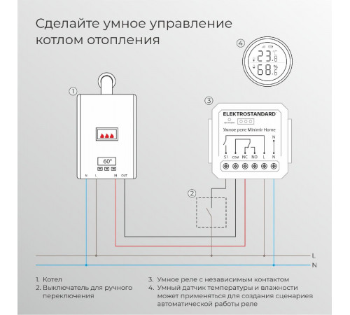 Реле Умный дом с независимым контактом Elektrostandard 76010/00 4690389206740 a067444 Реле Умный дом с независимым контактом Elektrostandard 76010/00 4690389206740 a067444