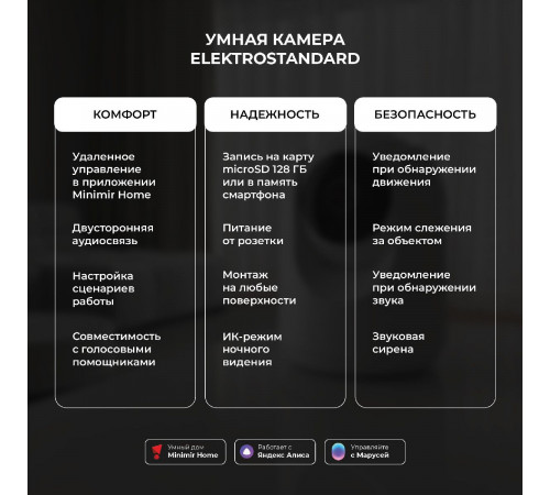 Умная видеокамера Elektrostandard WF 76500/00 4690389211843 a069149 Умная видеокамера Elektrostandard WF 76500/00 4690389211843 a069149