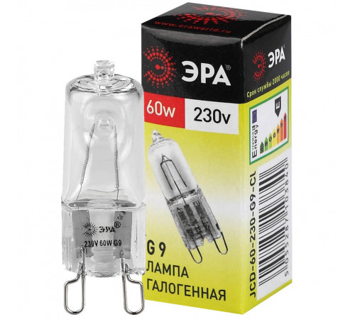 Лампа галогенная ЭРА G9 60W 2700K прозрачная G9-JCD-60-230V-CL C0027370