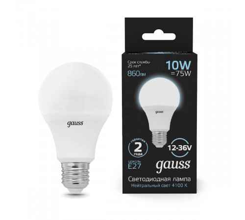 Лампа светодиодная Gauss E27 10W 4100K матовая 202502210 Лампа светодиодная Gauss E27 10W 4100K матовая 202502210