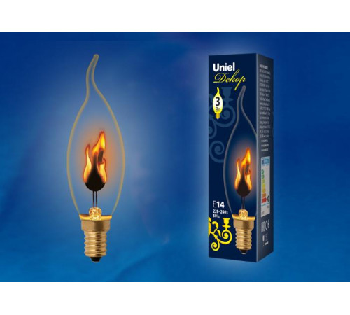 Лампа декоративная (UL-00002981) Uniel E14 3W золотистая IL-N-C35-3/RED-FLAME/E14/CL Лампа декоративная (UL-00002981) Uniel E14 3W золотистая IL-N-C35-3/RED-FLAME/E14/CL