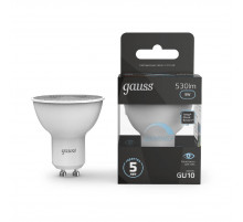 Лампа светодиодная диммируемая Gauss GU10 5W 4100K матовая 101506205-D