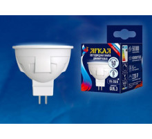 Лампа светодиодная диммируемая (UL-00003989) Uniel GU5.3 6W 4000K матовая LED-JCDR 6W/NW/GU5.3/FR/DIM PLP01WH